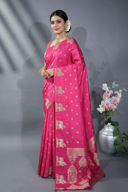 Pink Banarasi Silk Saree