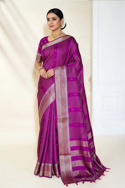 Purple Banarasi Silk Saree