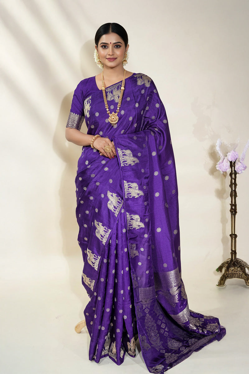 Purple Banarasi Silk Saree