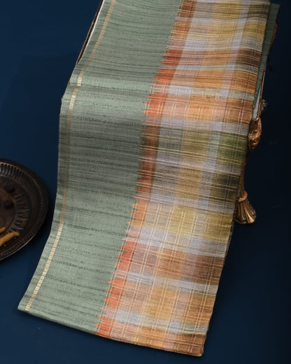 Green Banarasi Silk Saree - Shop Vastram