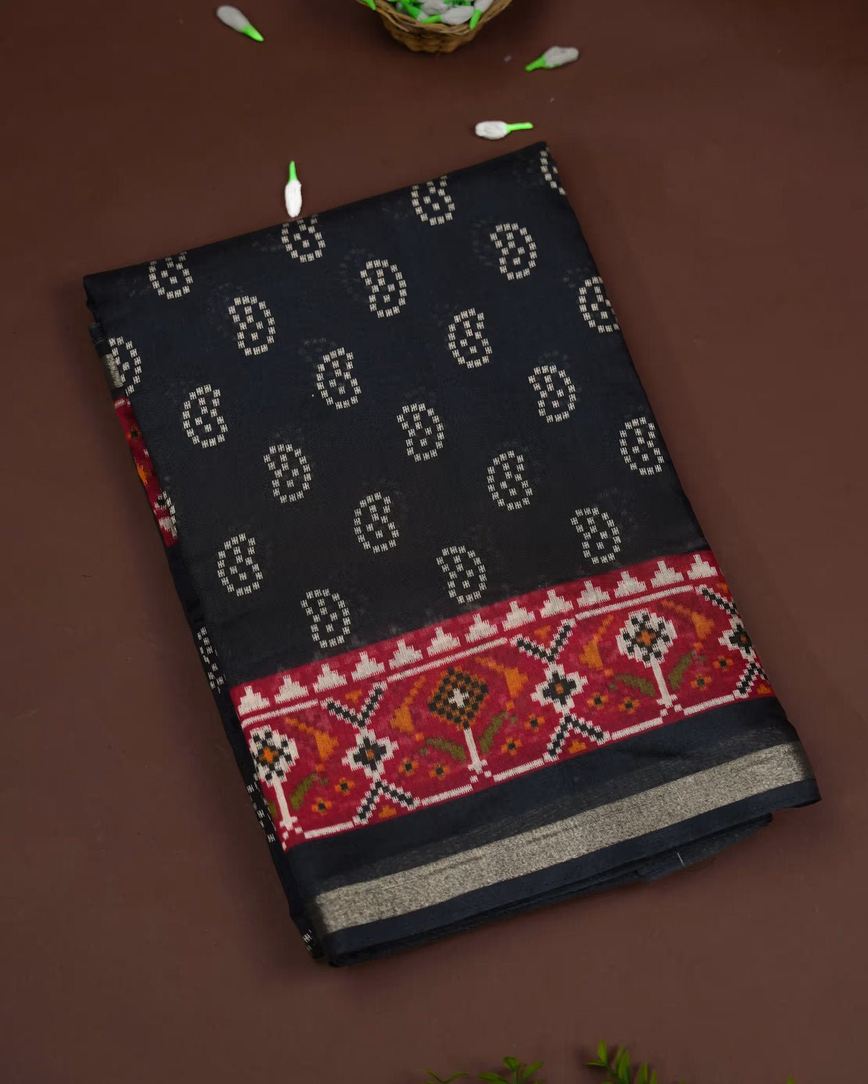 Black Color Chanderi Saree - Shop Vastram