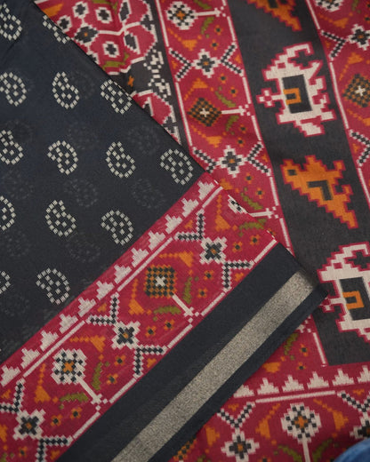 Black Color Chanderi Saree - Shop Vastram