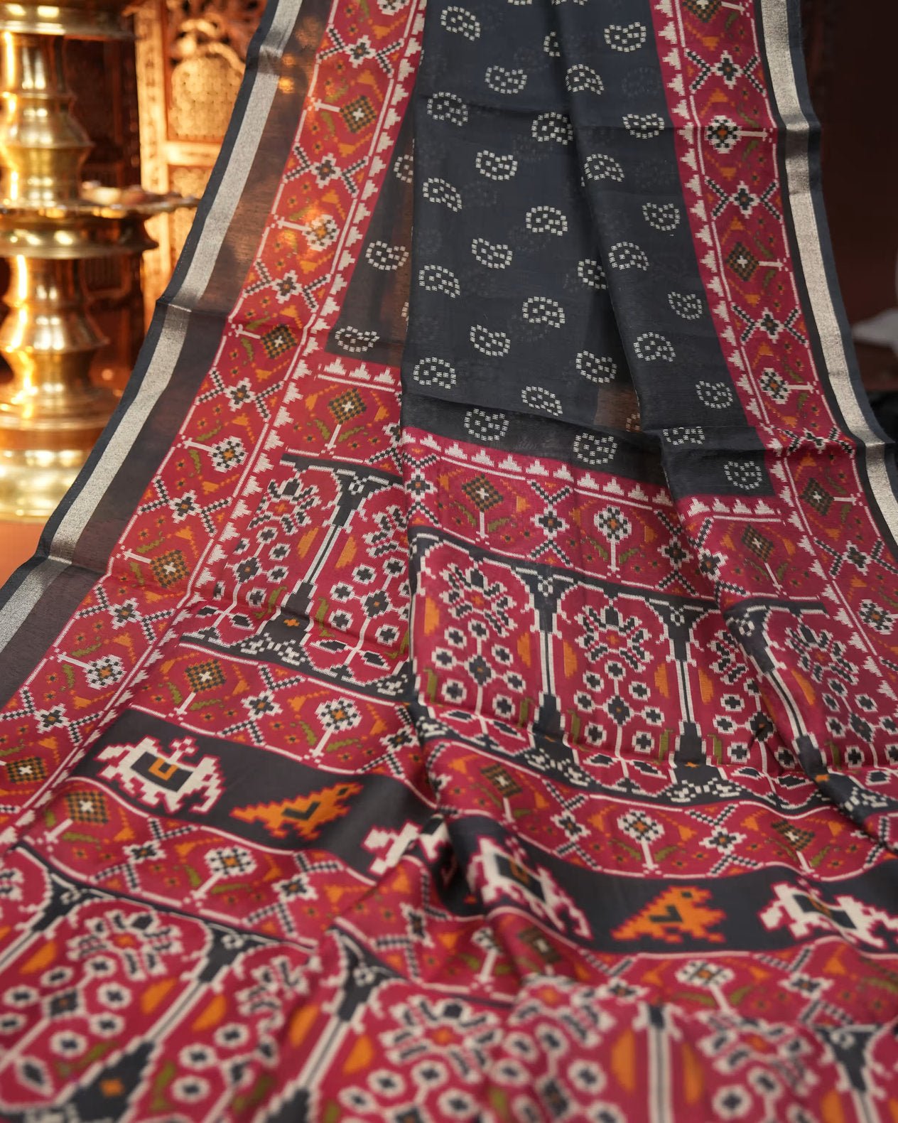 Black Color Chanderi Saree - Shop Vastram