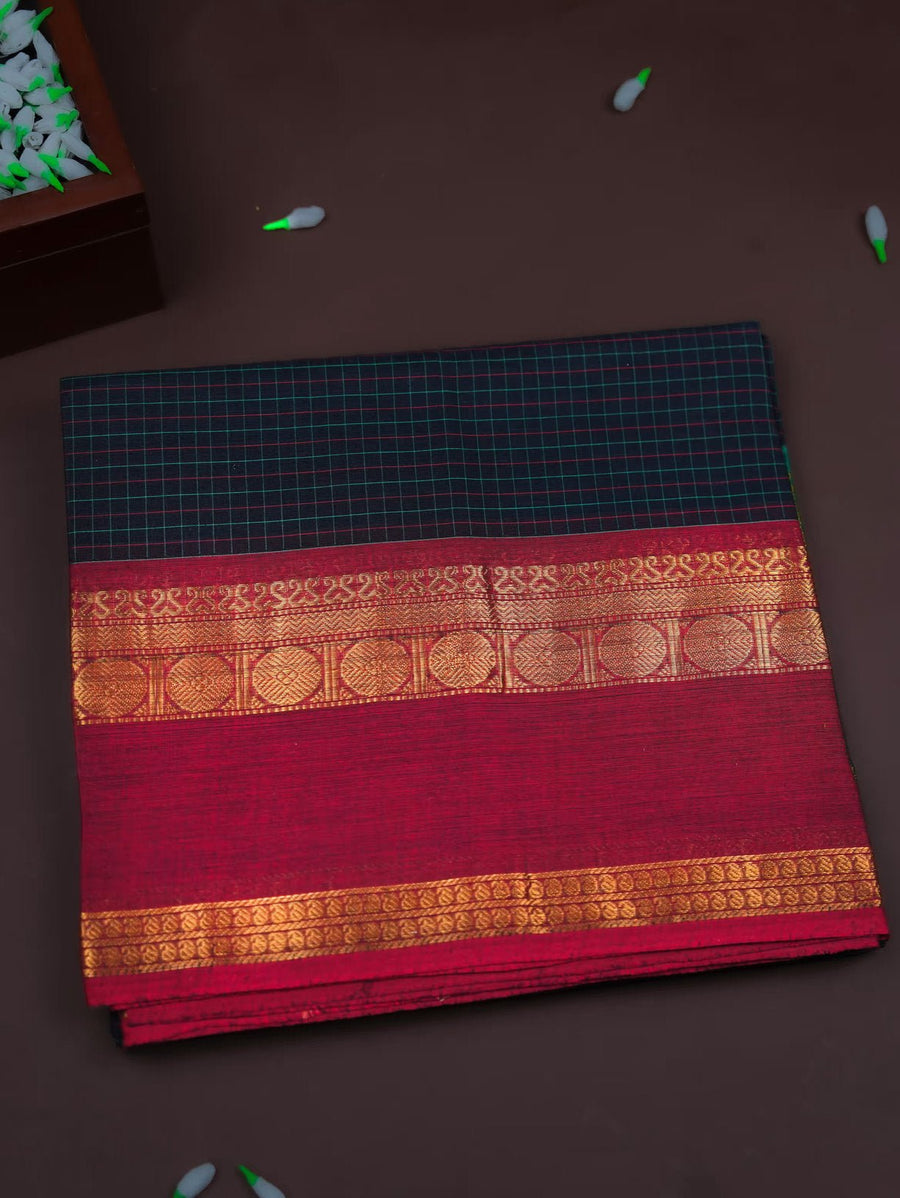 Black Color Cotton Saree - Shop Vastram