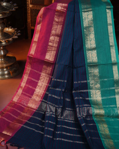 Black Color Cotton Saree - Shop Vastram