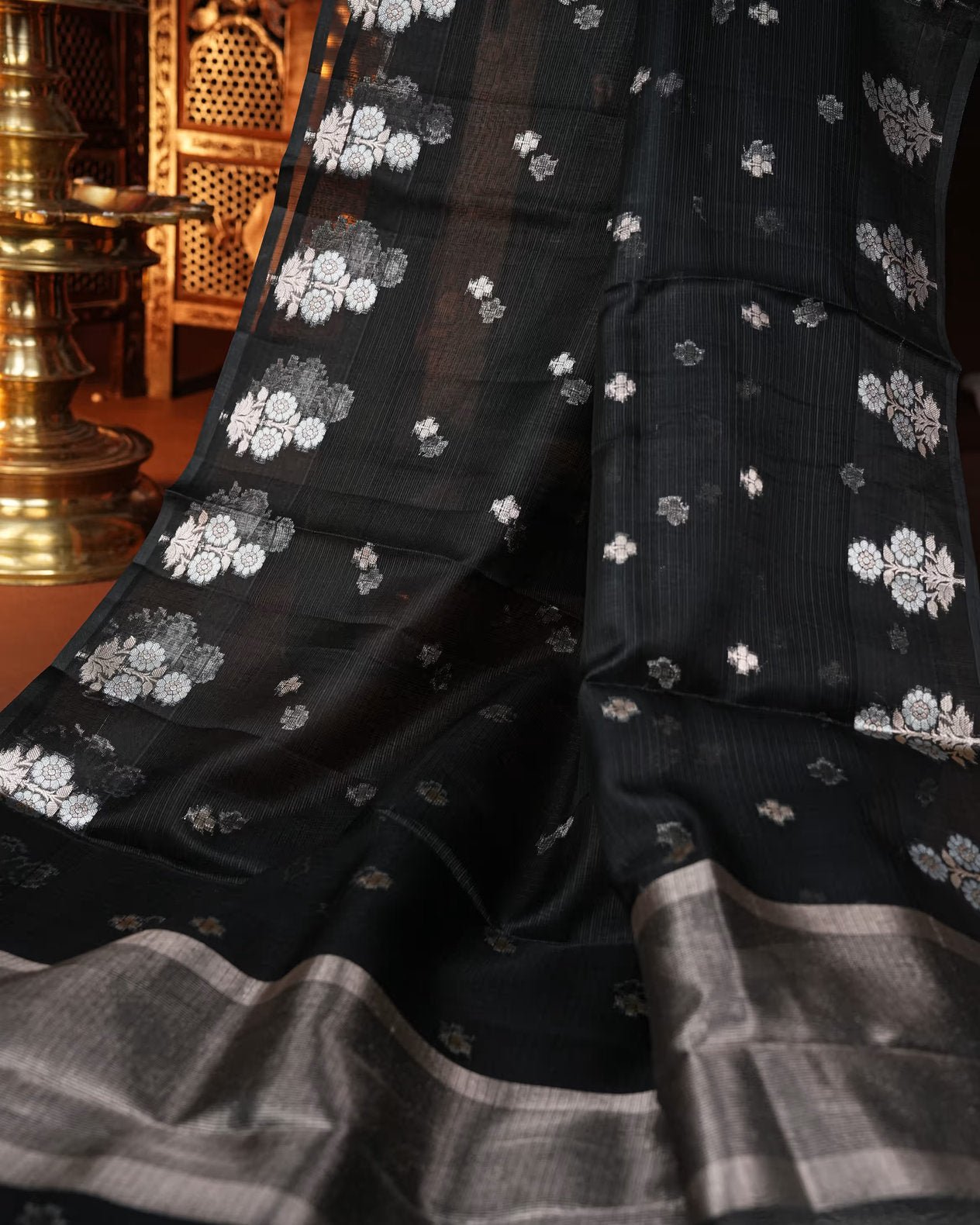 Black Color Silk Kota Saree - Shop Vastram