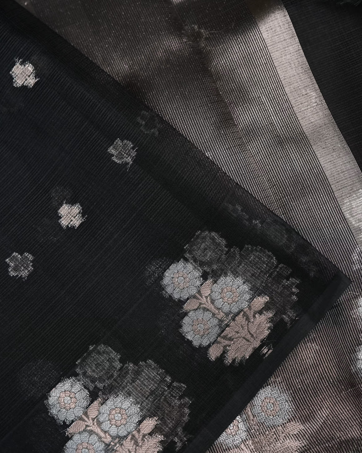 Black Color Silk Kota Saree - Shop Vastram