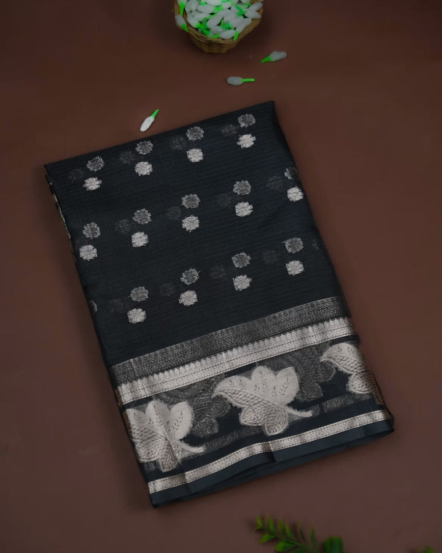Black Color Silk Kota Saree - Shop Vastram