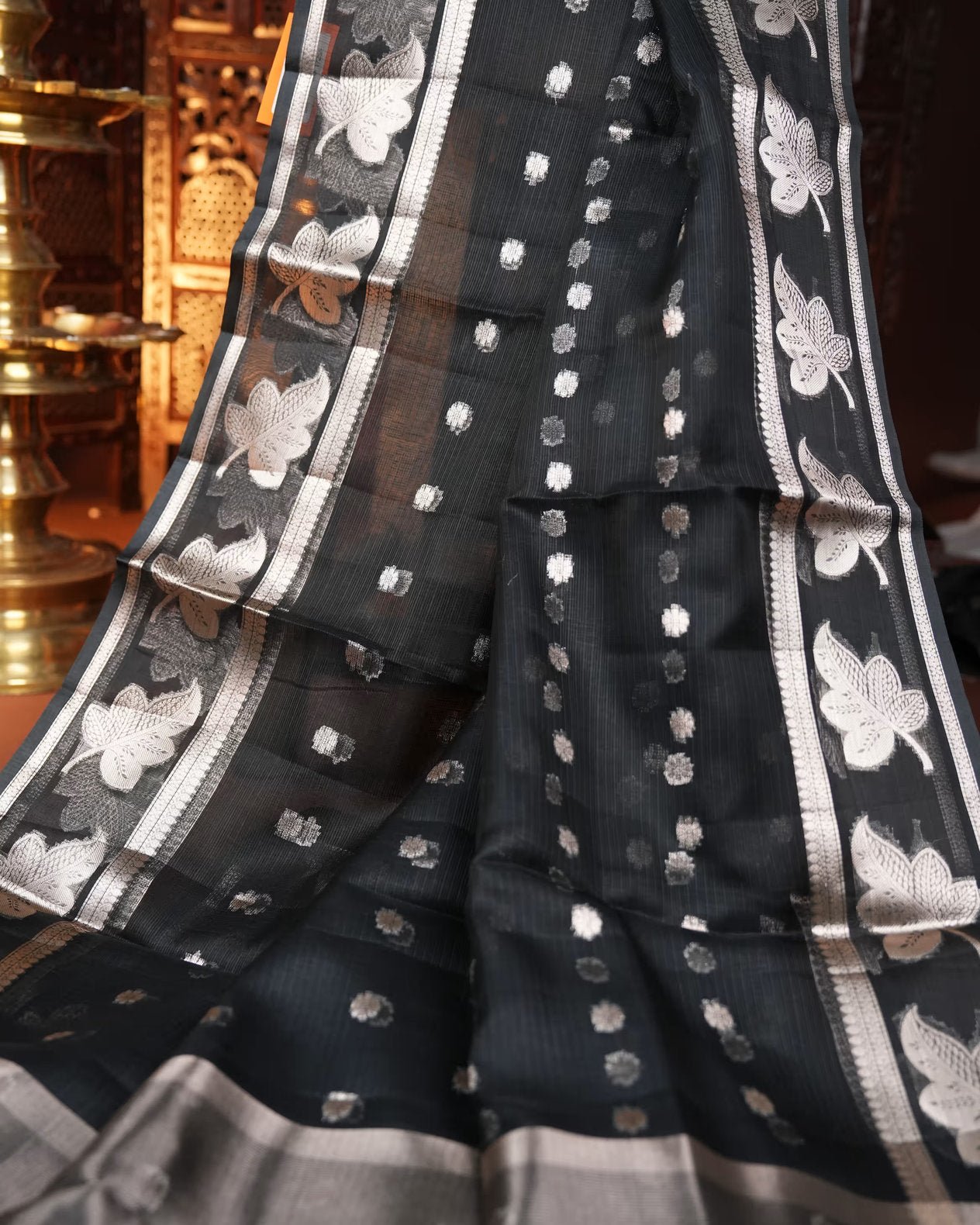 Black Color Silk Kota Saree - Shop Vastram