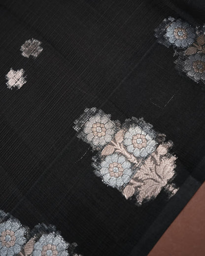 Black Color Silk Kota Saree - Shop Vastram