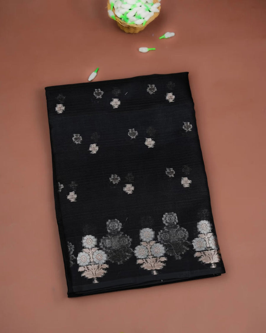 Black Color Silk Kota Saree - Shop Vastram