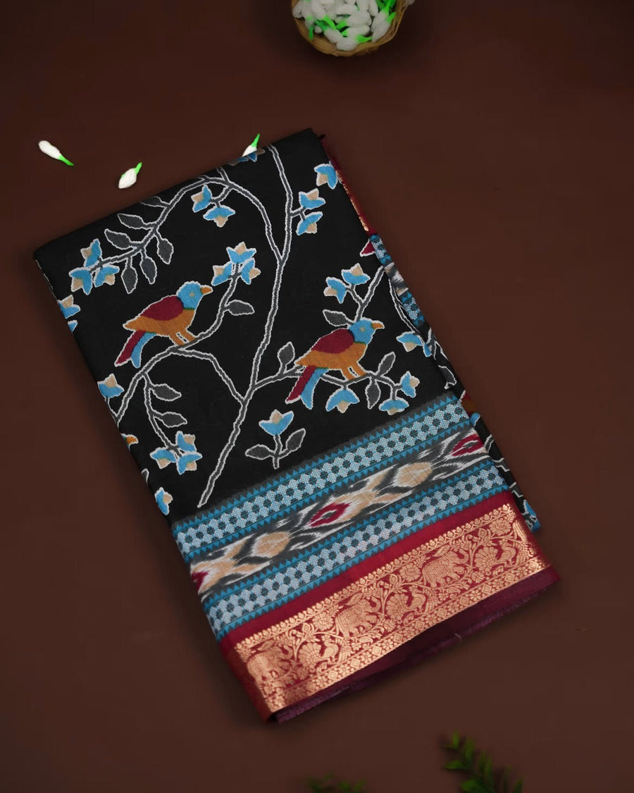 Black Color Silk Saree - Shop Vastram