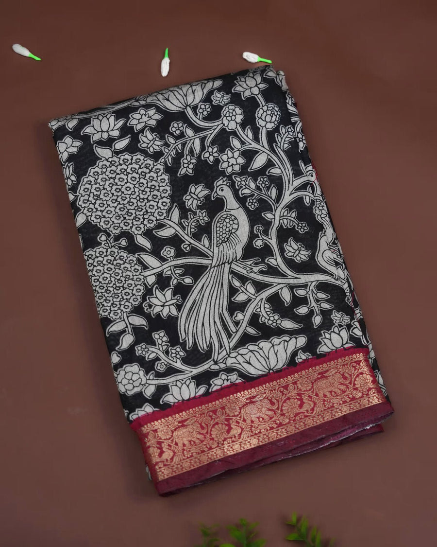 Black Color Silk Saree - Shop Vastram