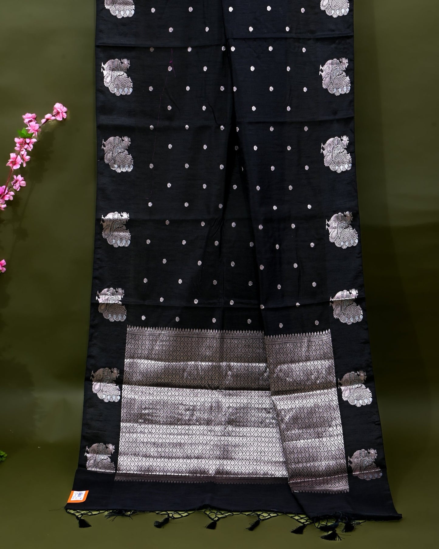 Black Silk Banarasi Saree - Shop Vastram