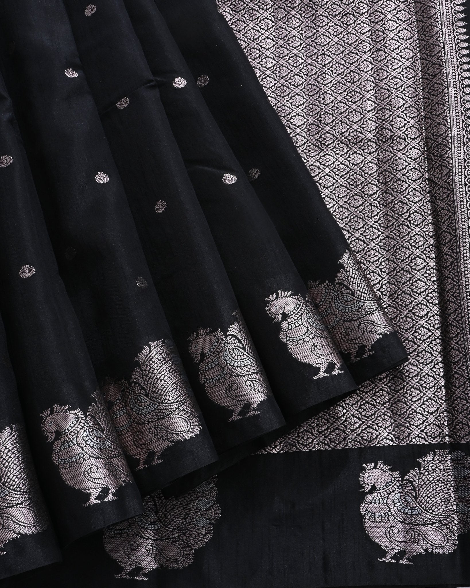Black Silk Banarasi Saree - Shop Vastram