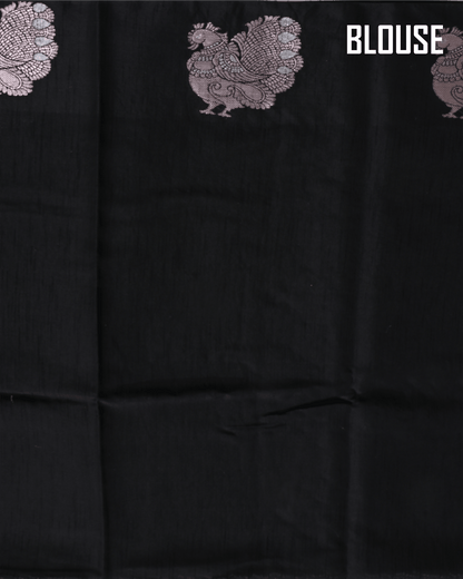 Black Silk Banarasi Saree - Shop Vastram