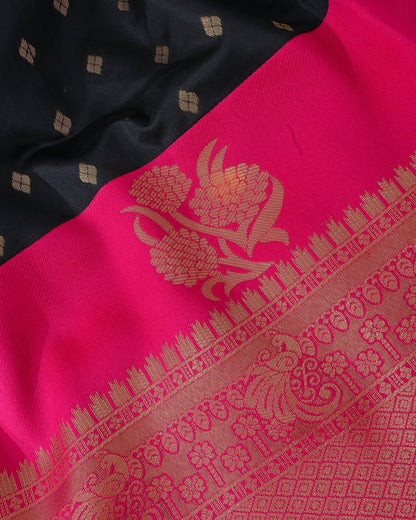 Black Silk Banarsi Saree - Shop Vastram