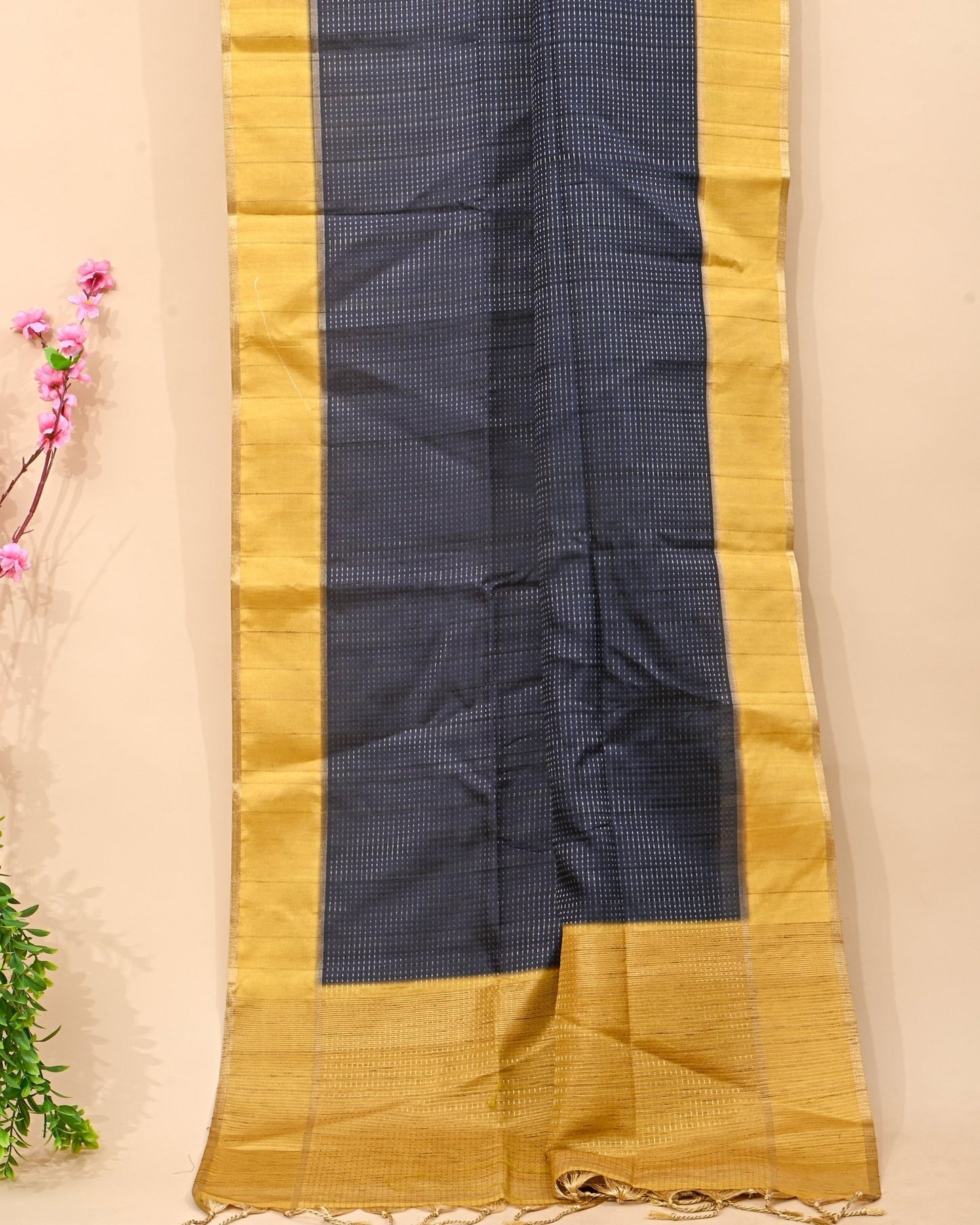 Black Tusser Banarsi Saree - Shop Vastram