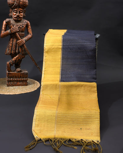 Black Tusser Banarsi Saree - Shop Vastram