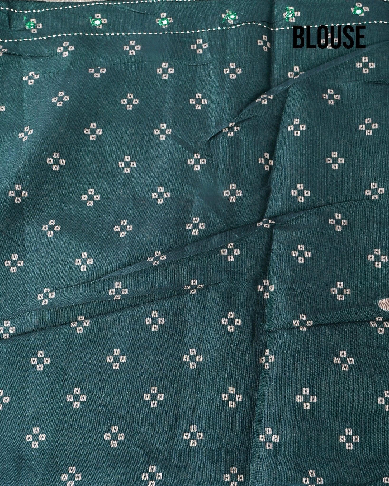 Bottle Green Chanderi Printed Saree - Shop Vastram