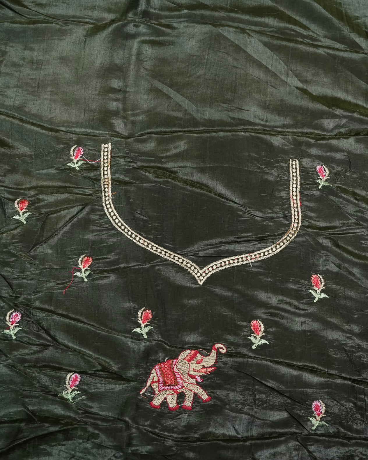Bottle Green Color Organza Saree - Shop Vastram