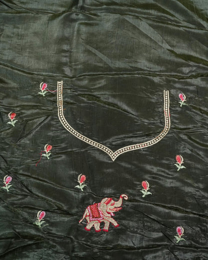 Bottle Green Color Organza Saree - Shop Vastram