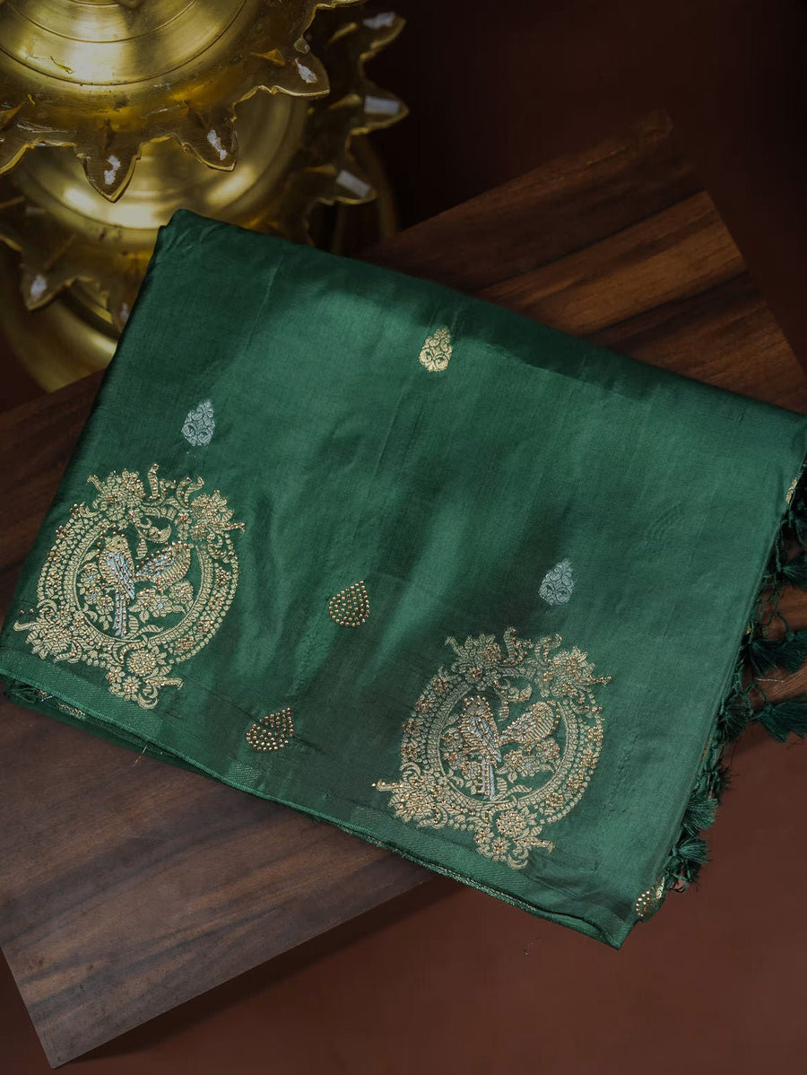 Bottle Green Color Silk Saree - Shop Vastram