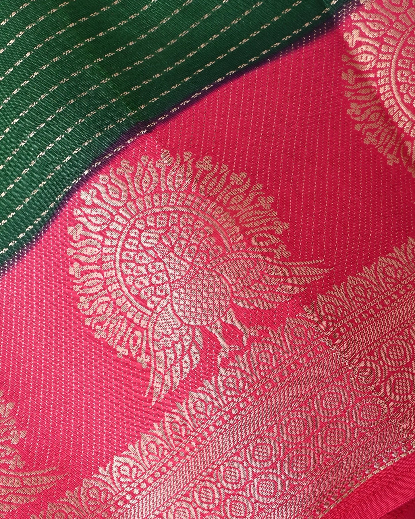 Bottle Green Silk Banarasi Saree - Shop Vastram