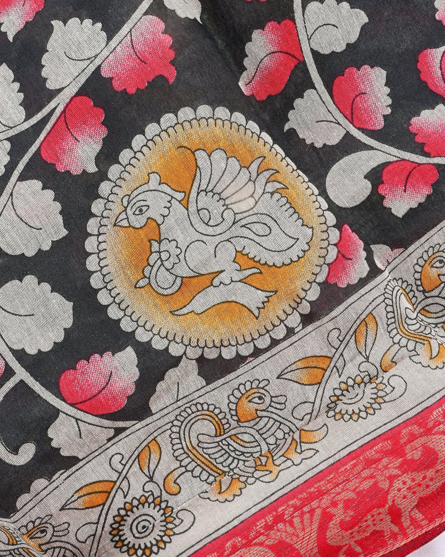 Chanderi Black Printed Saree - Shop Vastram