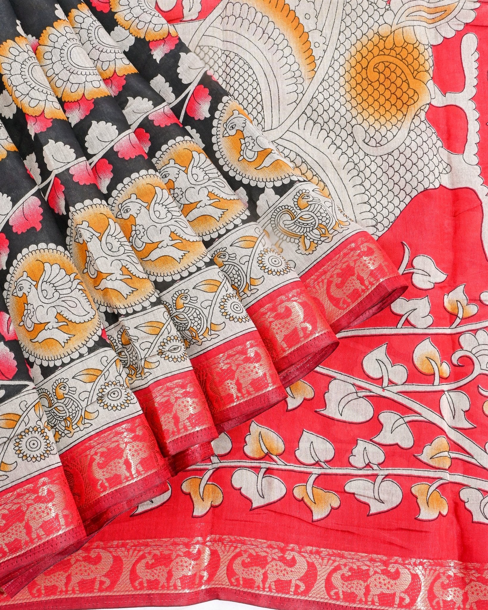 Chanderi Black Printed Saree - Shop Vastram