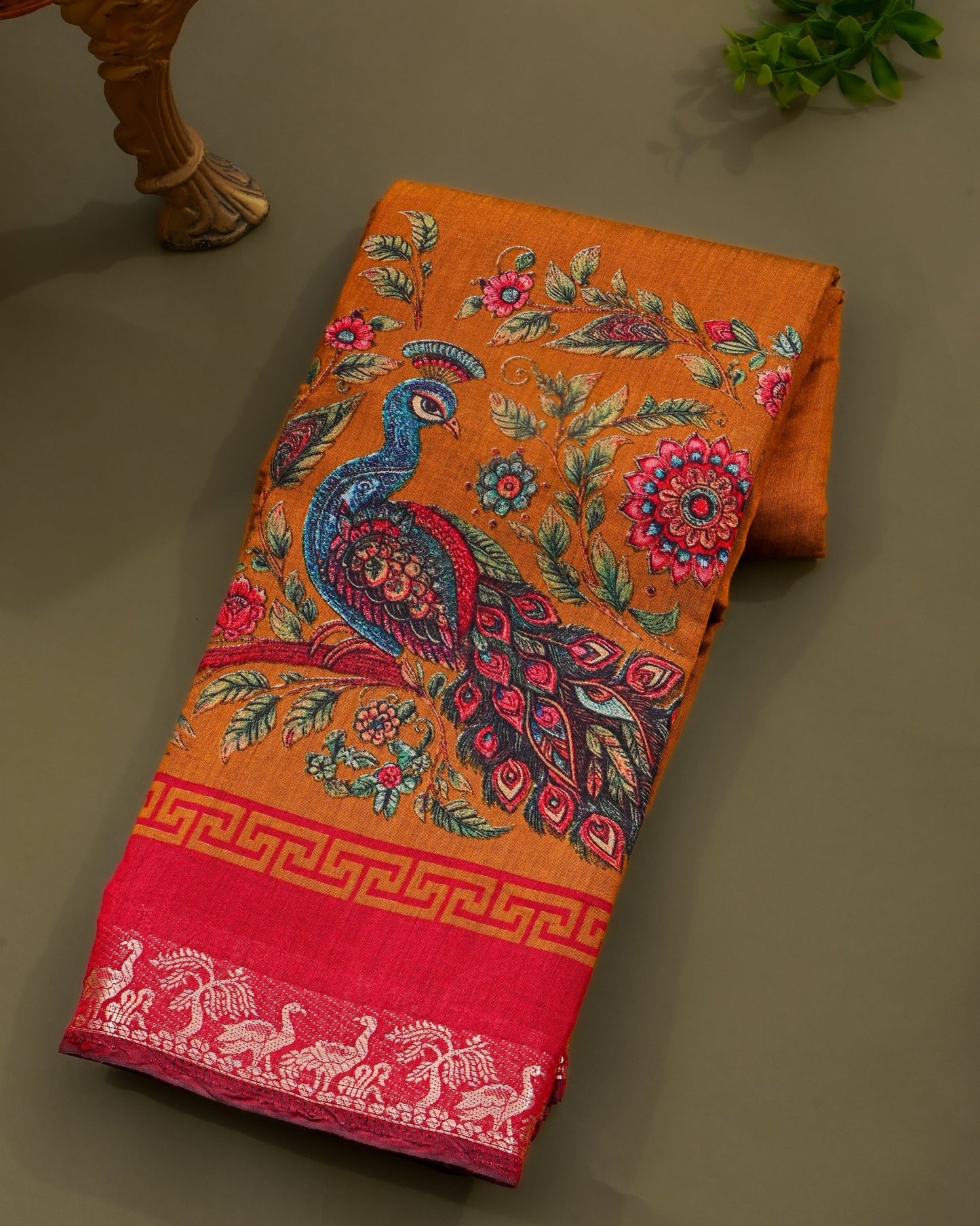 Chanderi Earthy Printed Saree - Shop Vastram