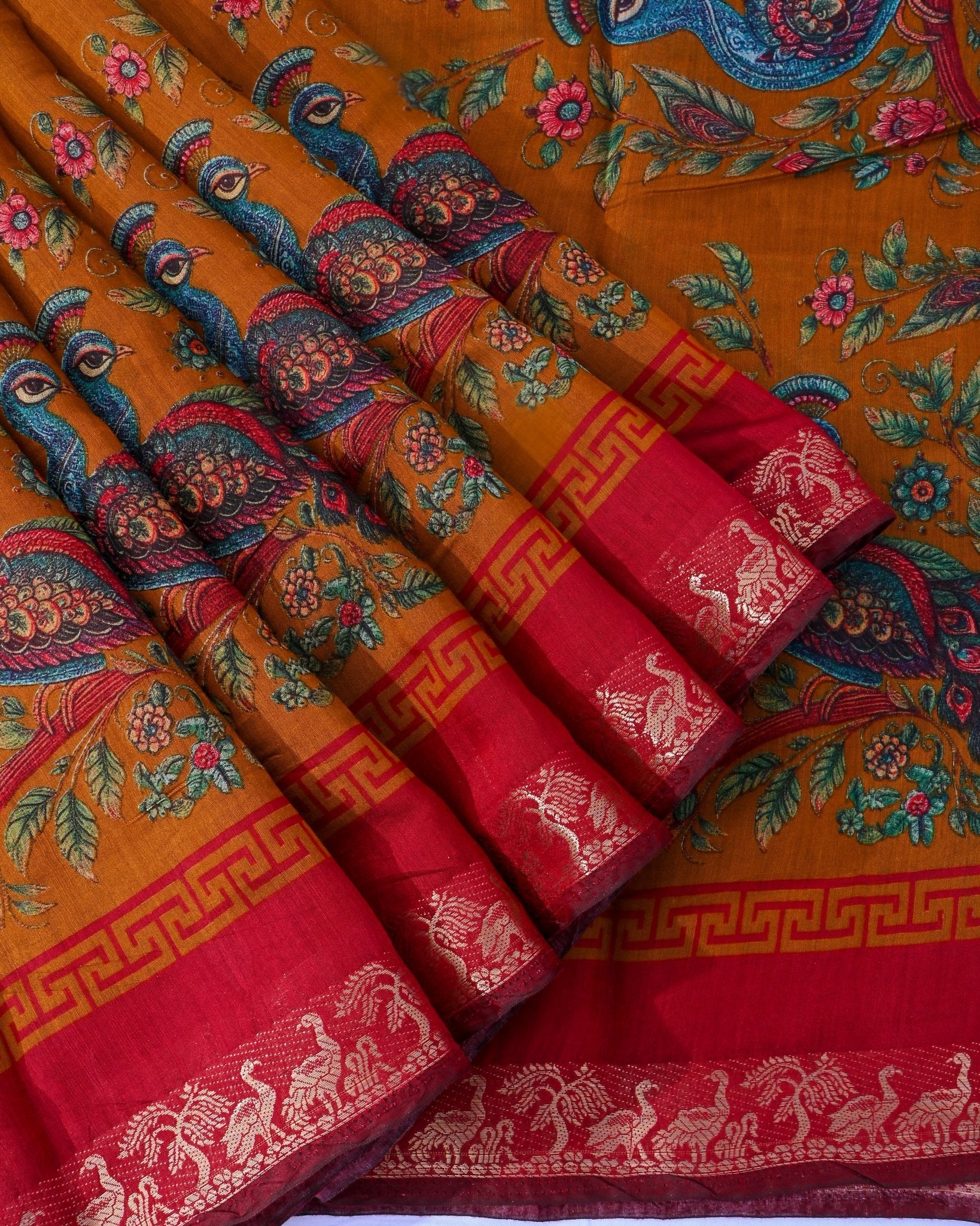 Chanderi Earthy Printed Saree - Shop Vastram