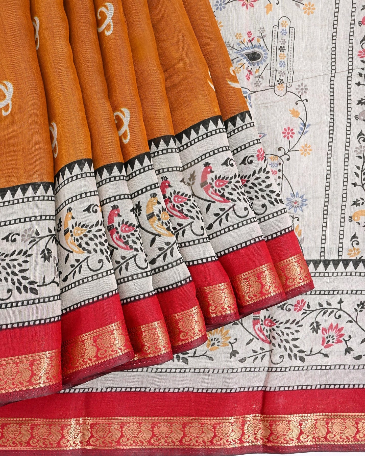 Chanderi Earthy Printed Saree - Shop Vastram