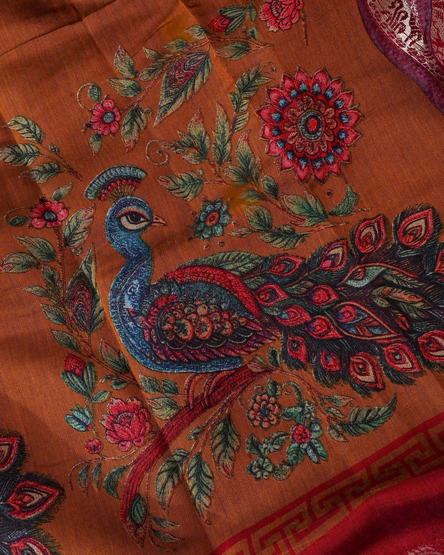 Chanderi Earthy Printed Saree - Shop Vastram