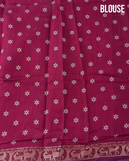 Chanderi Ferozi Printed Saree - Shop Vastram