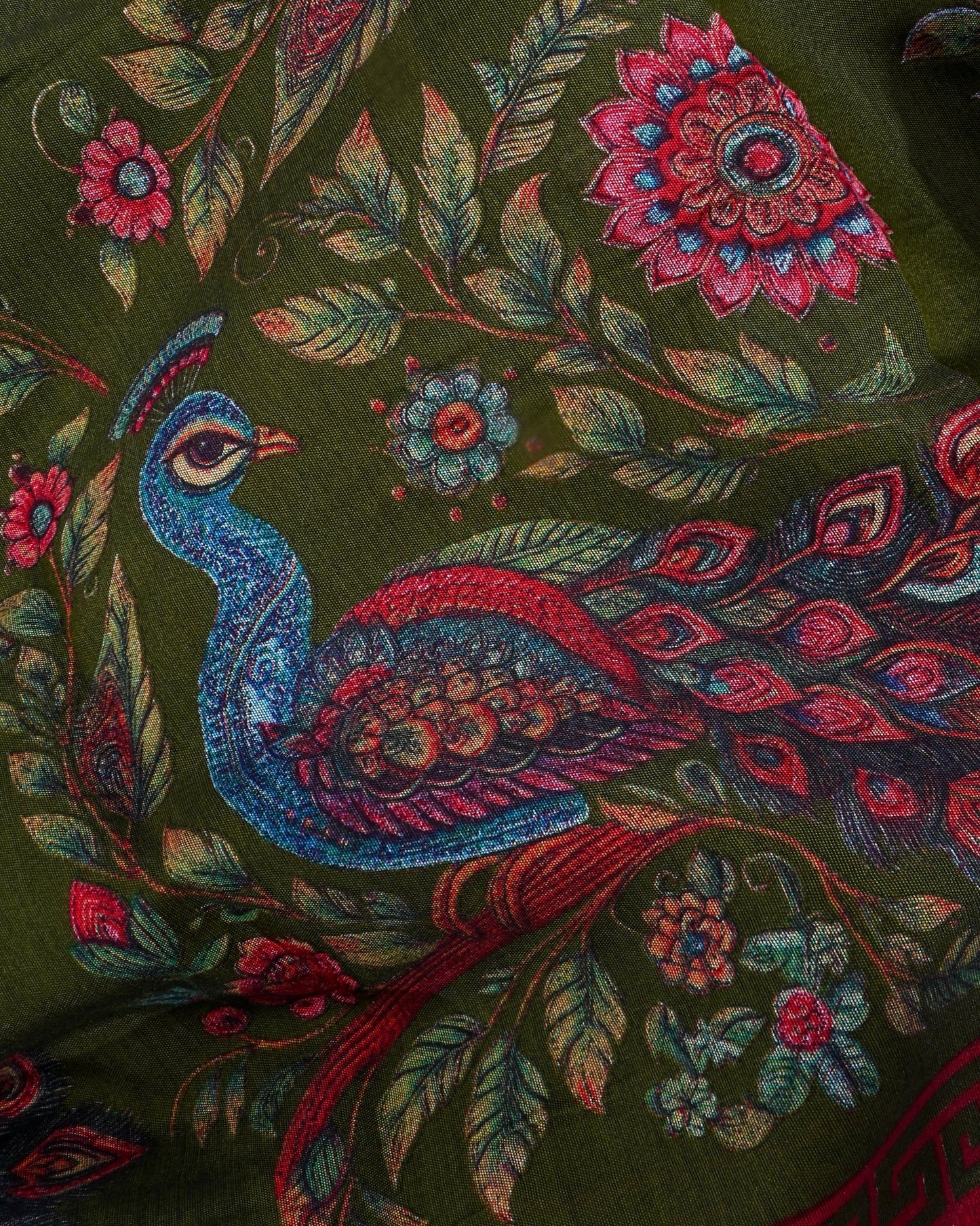 Chanderi Green Printed Saree - Shop Vastram