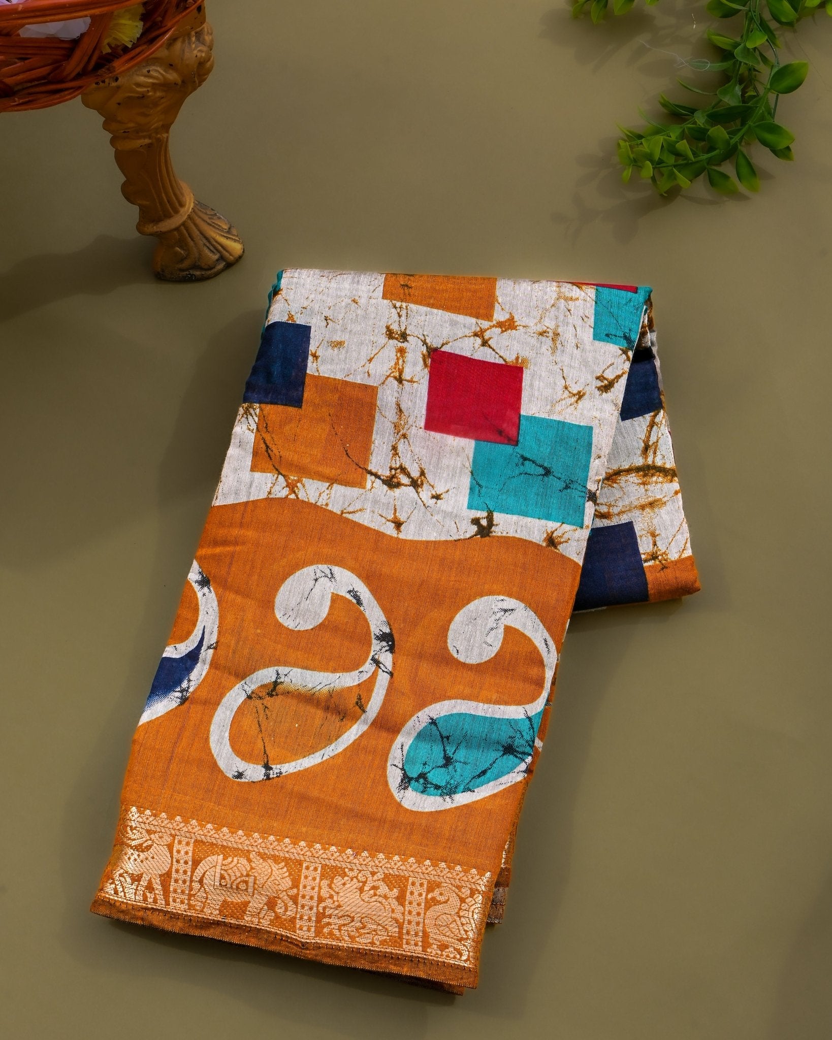 Chanderi Grey Printed Saree - Shop Vastram
