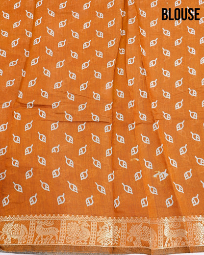 Chanderi Grey Printed Saree - Shop Vastram