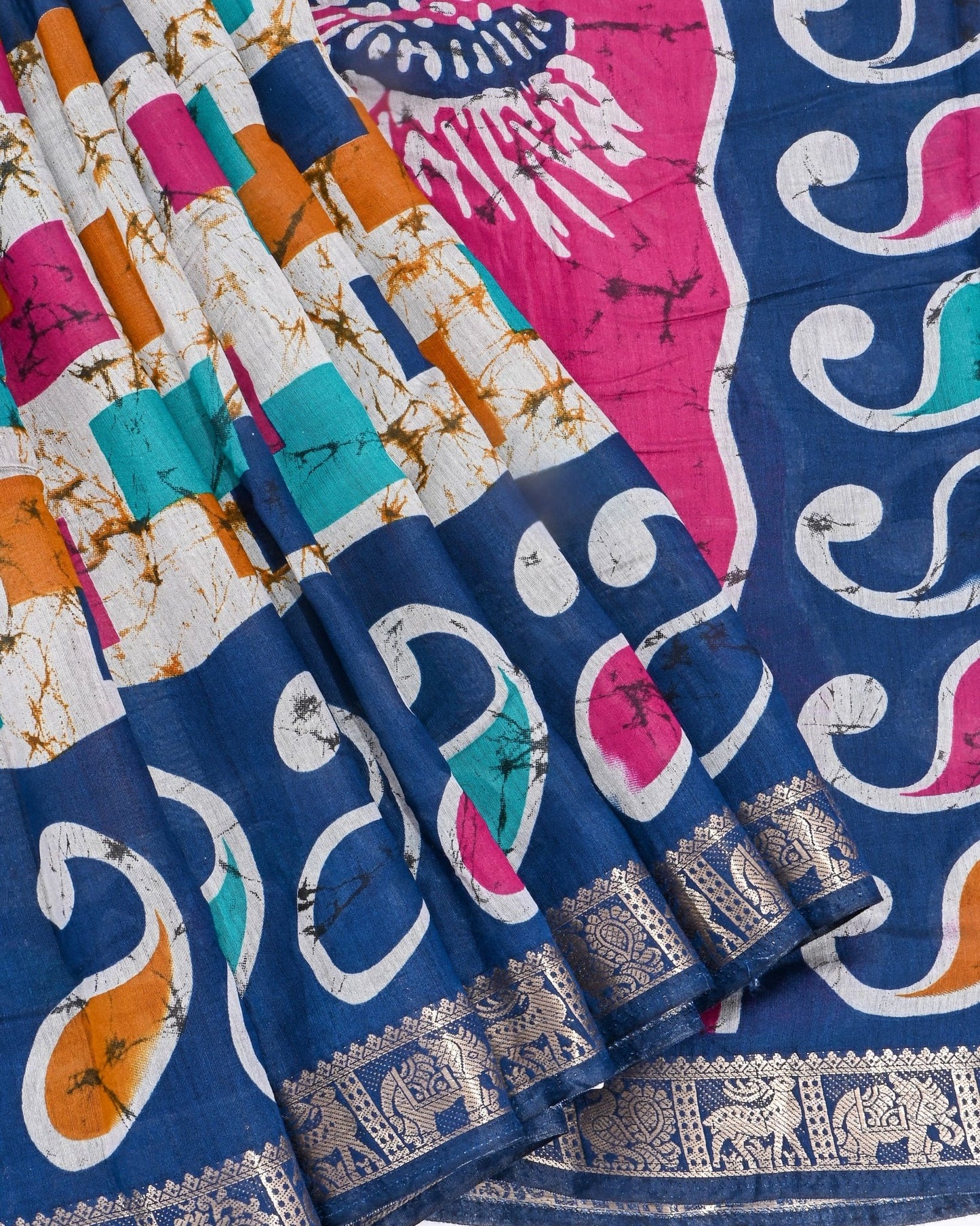 Chanderi Grey Printed Saree - Shop Vastram