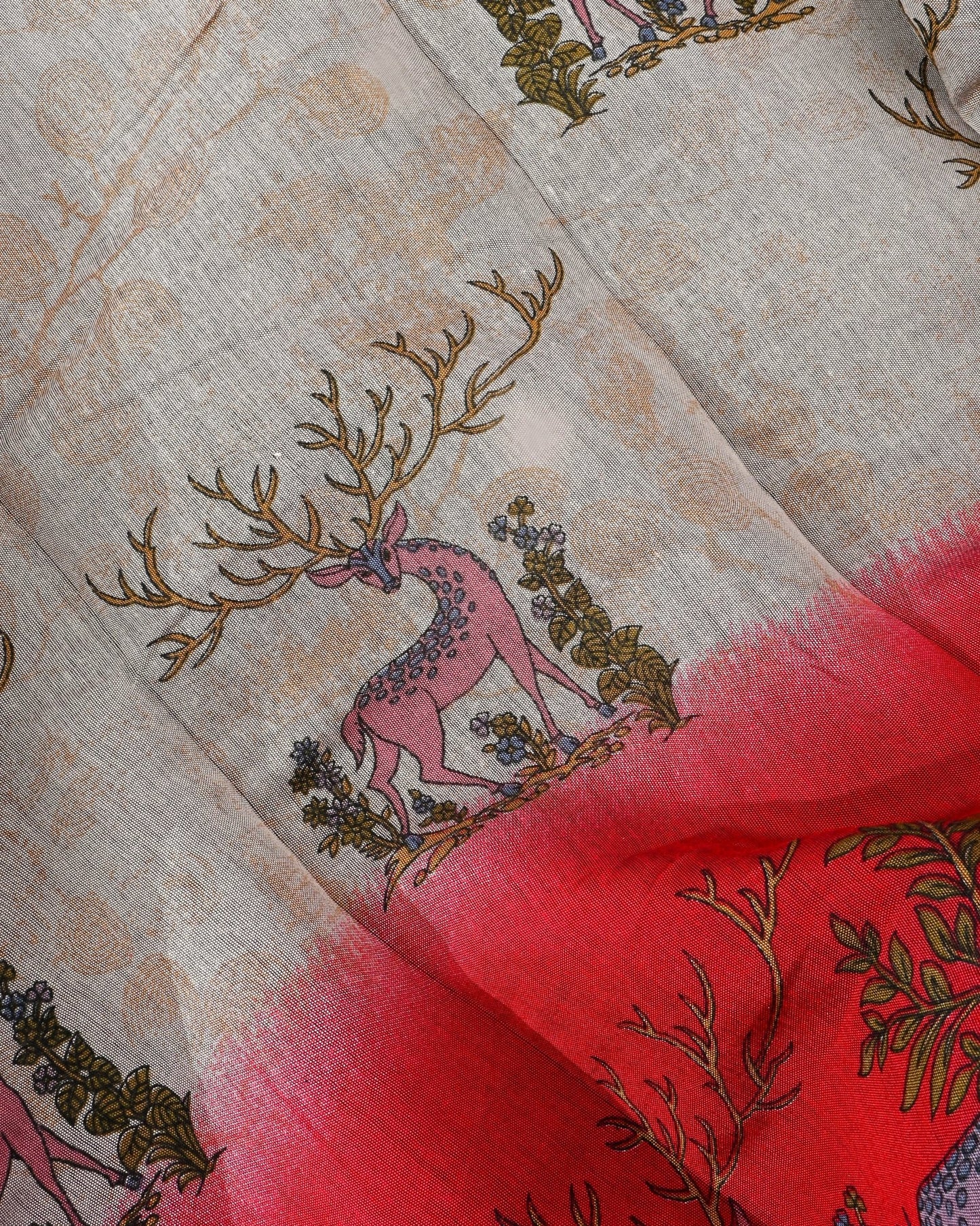 Chanderi Grey Printed Saree - Shop Vastram