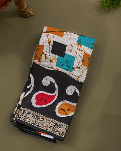 Chanderi Grey Printed Saree - Shop Vastram
