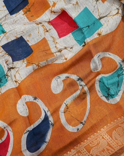 Chanderi Grey Printed Saree - Shop Vastram
