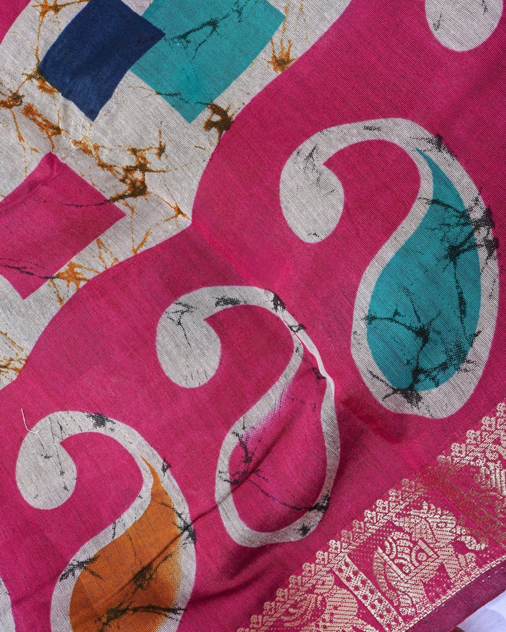 Chanderi Grey Printed Saree - Shop Vastram