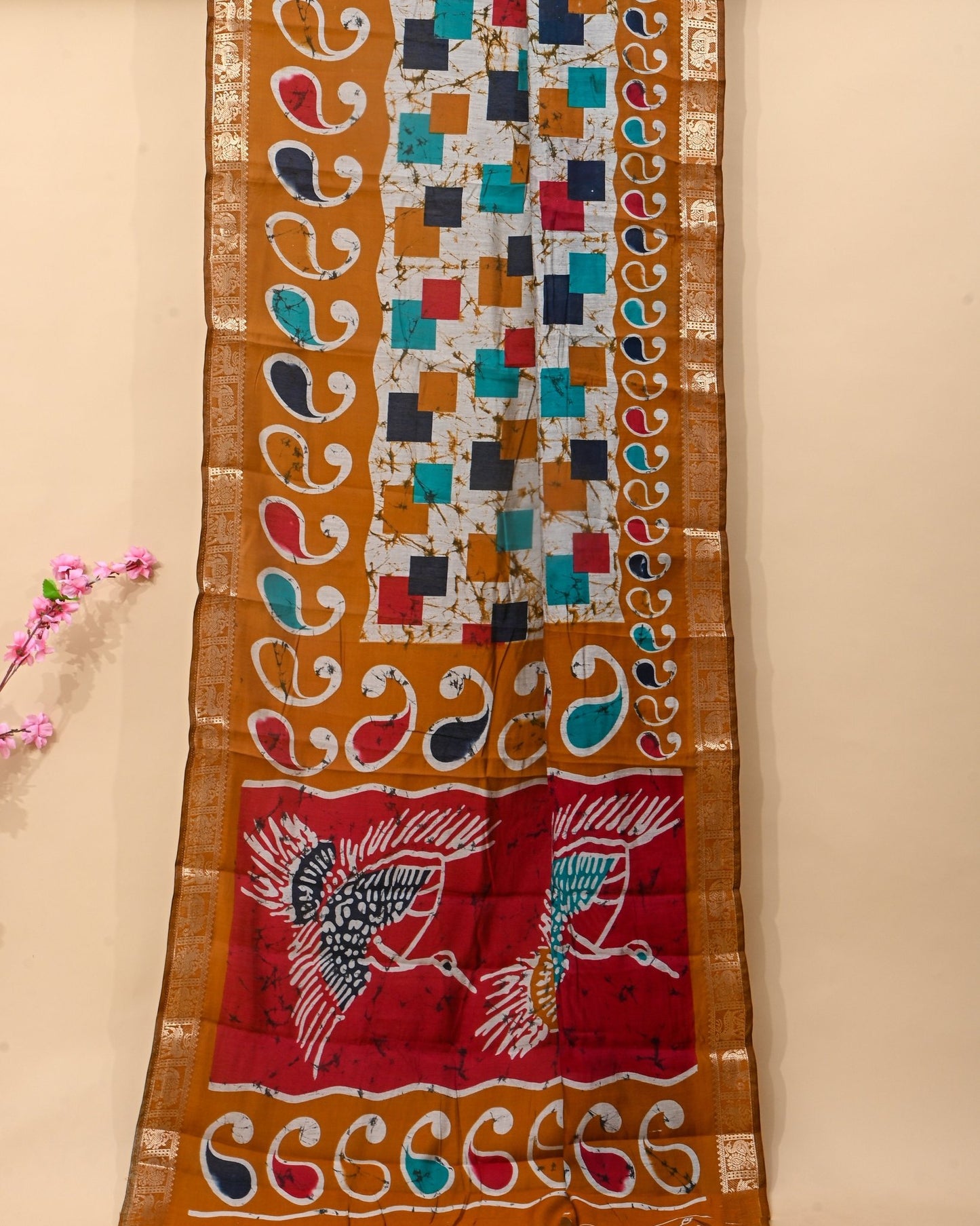 Chanderi Grey Printed Saree - Shop Vastram