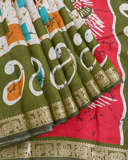 Chanderi Grey Printed Saree - Shop Vastram