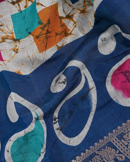 Chanderi Grey Printed Saree - Shop Vastram