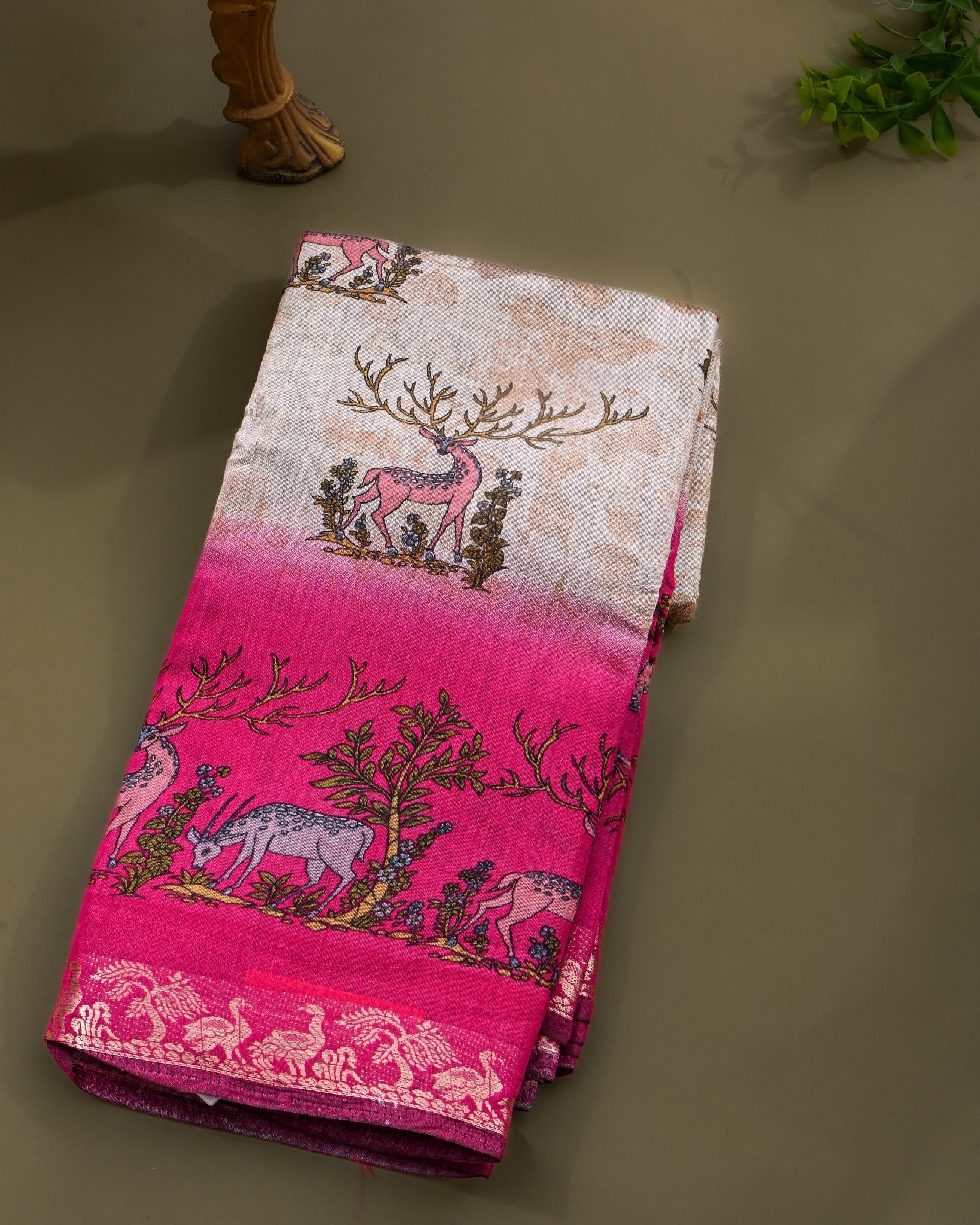 Chanderi Grey Printed Saree - Shop Vastram