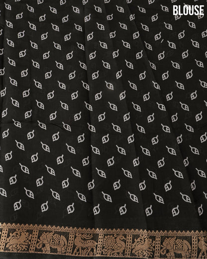 Chanderi Grey Printed Saree - Shop Vastram