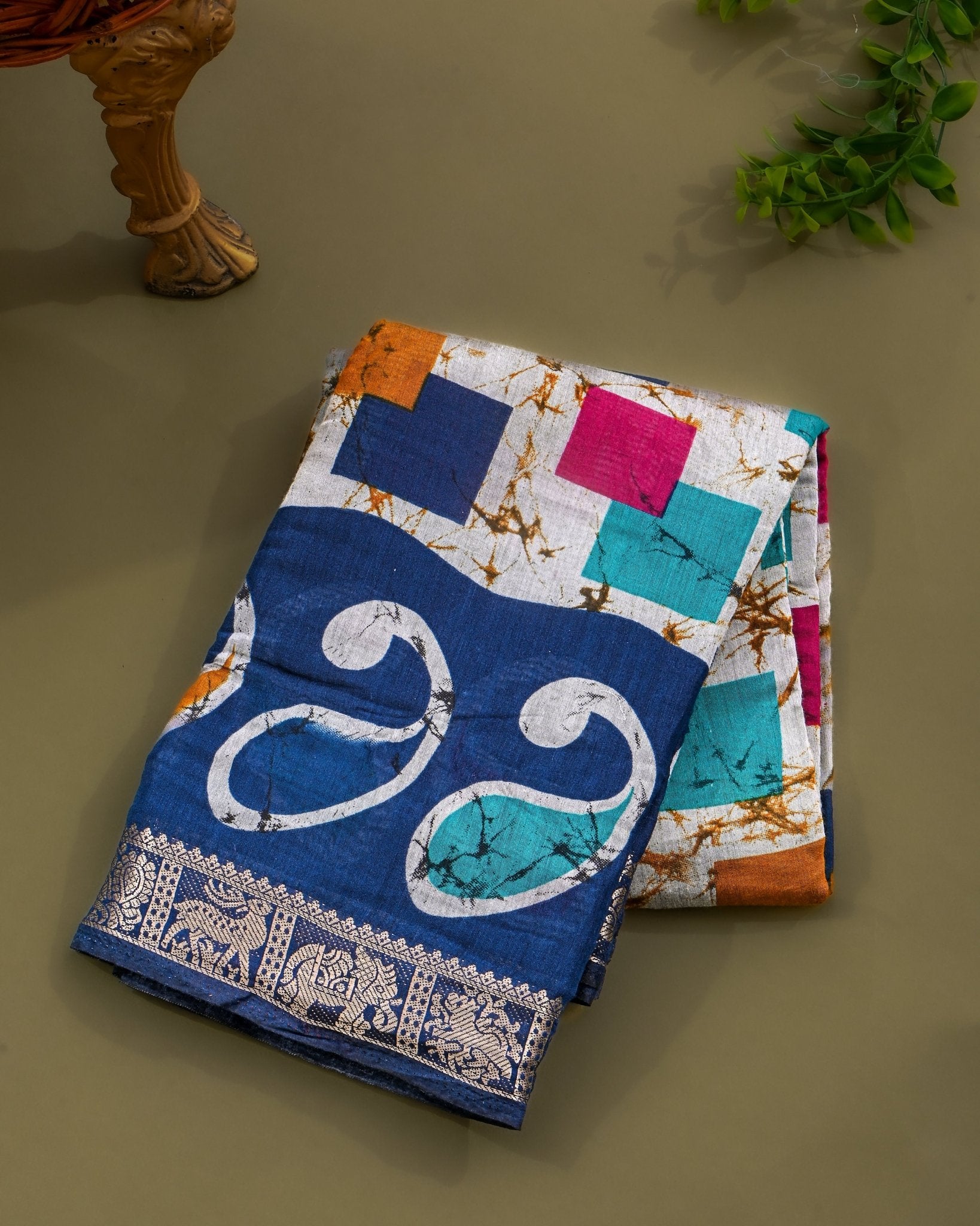 Chanderi Grey Printed Saree - Shop Vastram