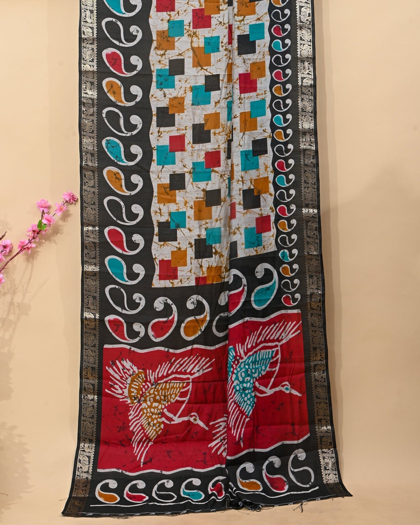 Chanderi Grey Printed Saree - Shop Vastram